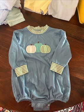 Busy bees smocks pumpkin romper 12mo